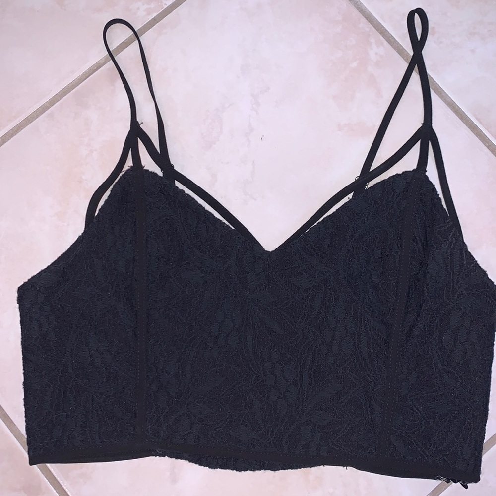 Cute lace black crop top